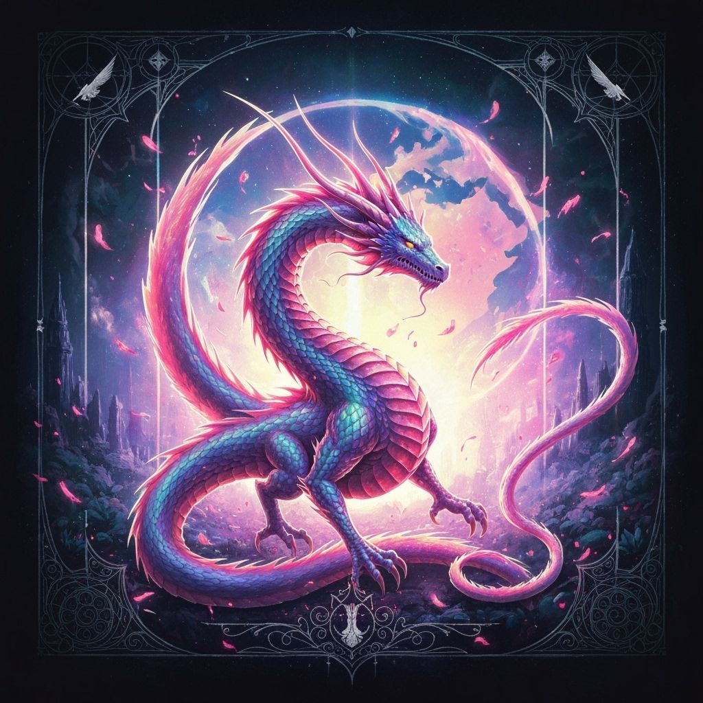 Iridescent Dragon in United World, Digital Art