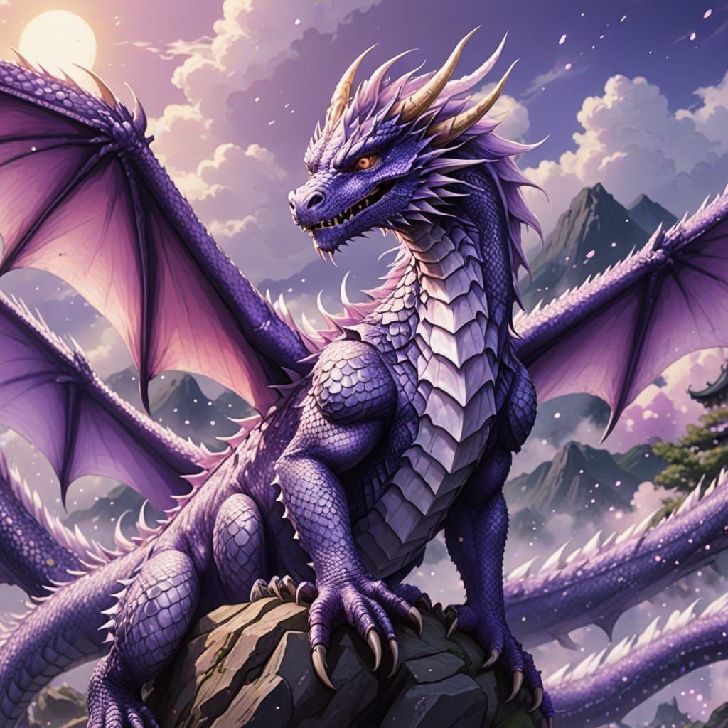 Anime Purple Dragon with White Spots