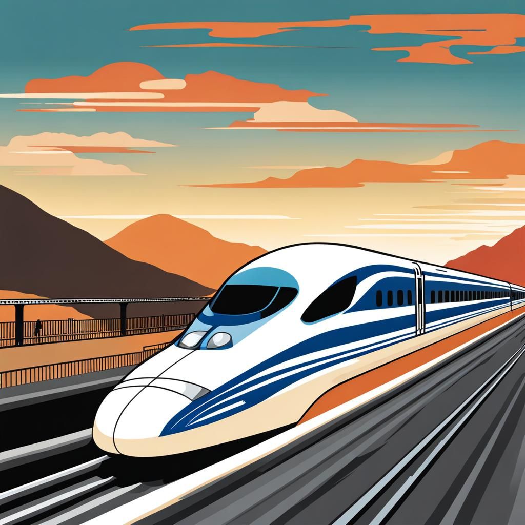 Shinkansen Bullet Train Clip Art Illustration