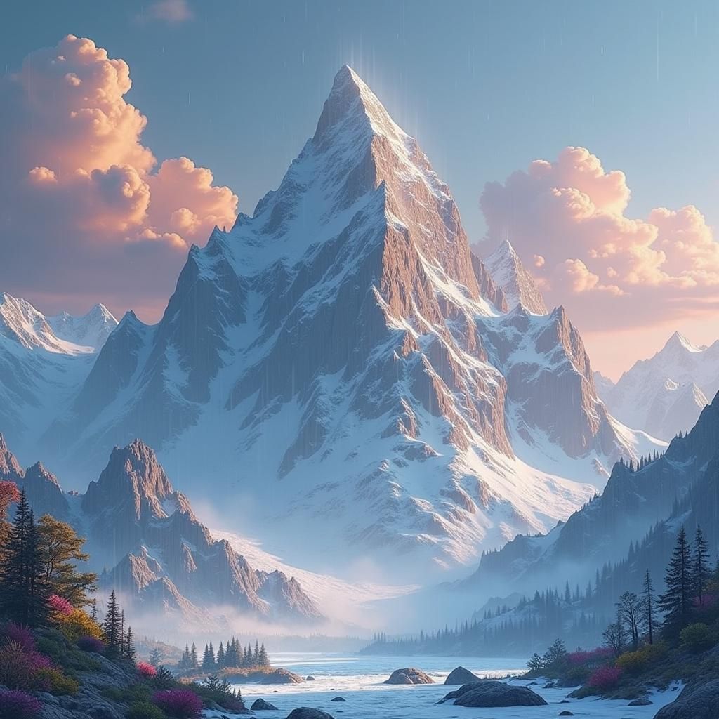 Mountains and Clouds: Detailed Matte Painting in 8K