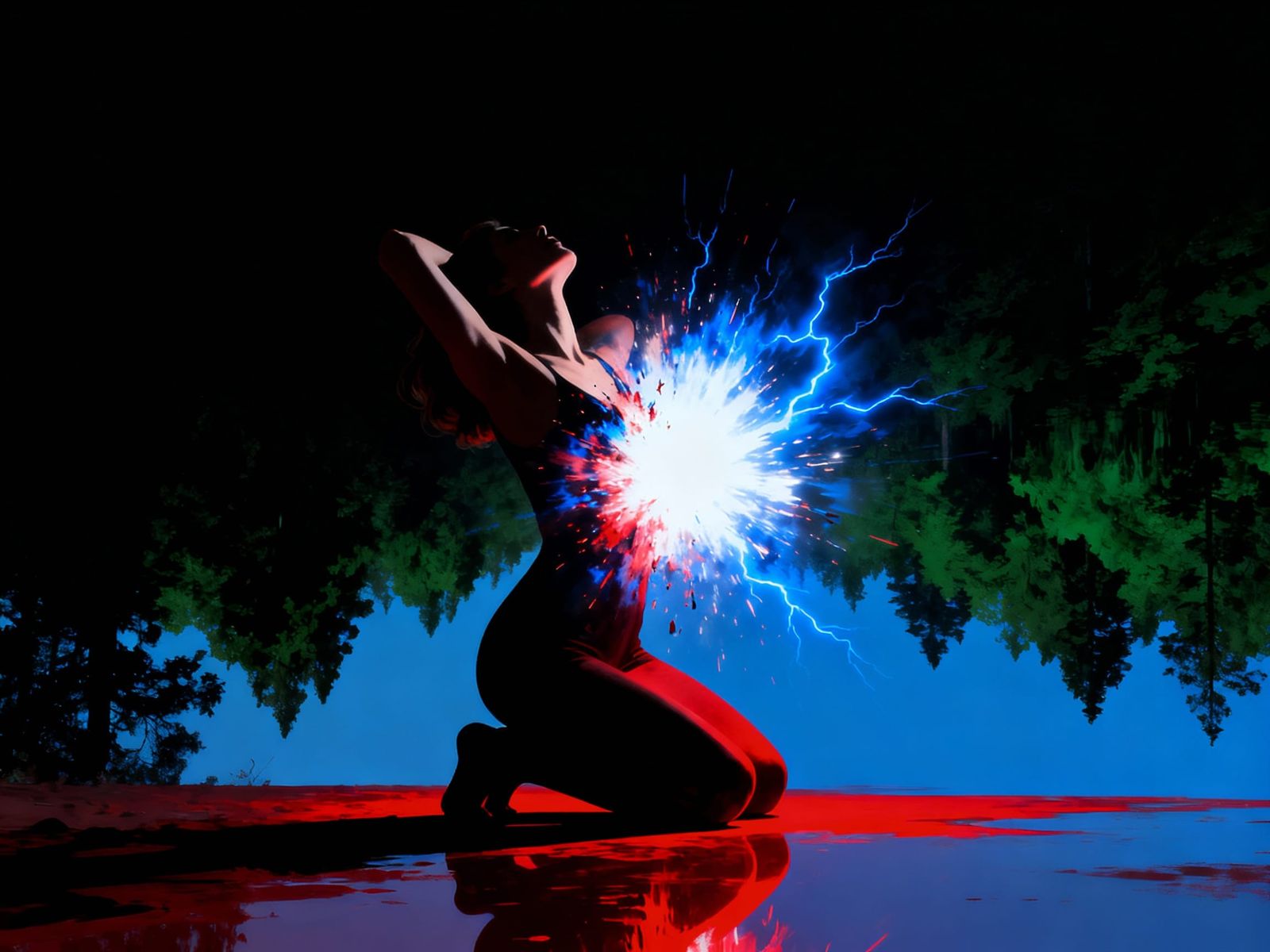 Woman Explodes in Supernova Light Show
