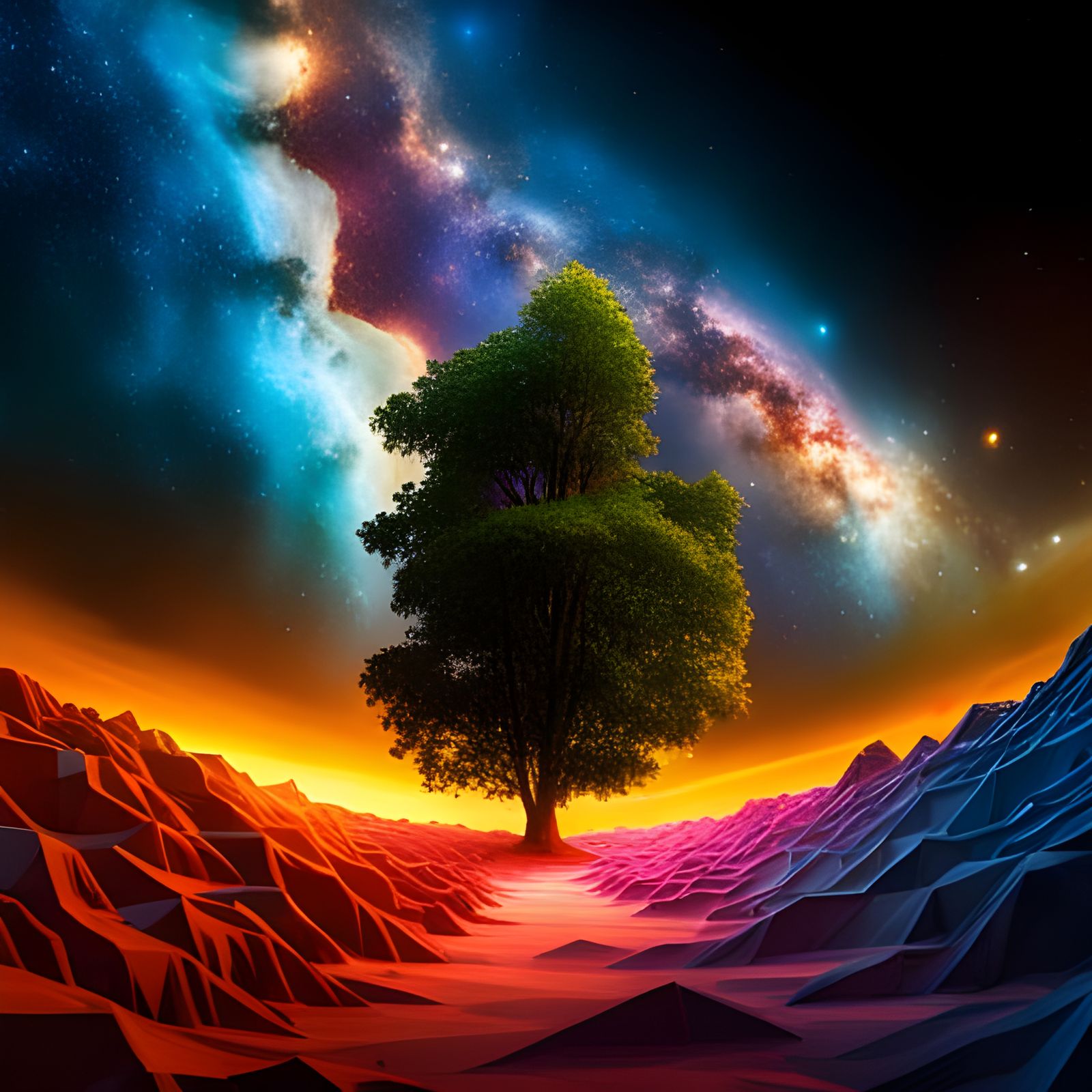 Galactic Trees and Cosmic Campfire in Space