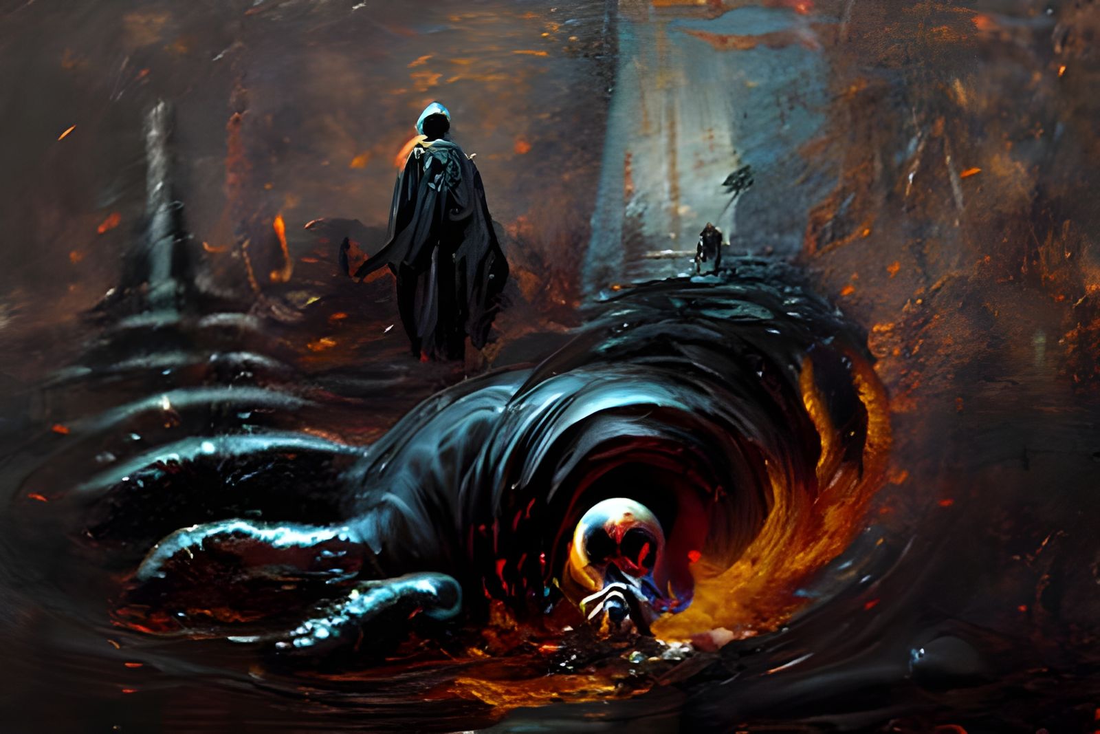 Sinister Black Hole in Gothic Horror Style