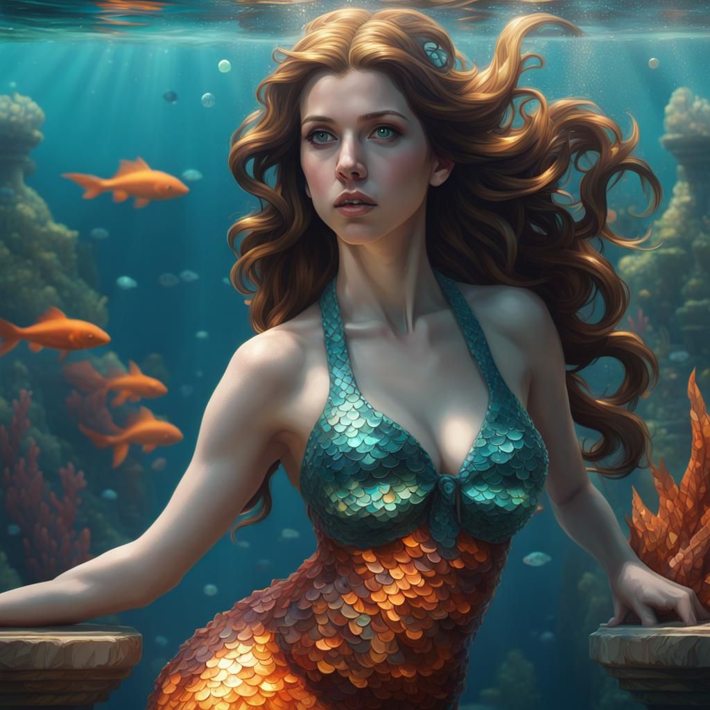 Anna Kendrick as Mermaid in Byzantine Mosaic