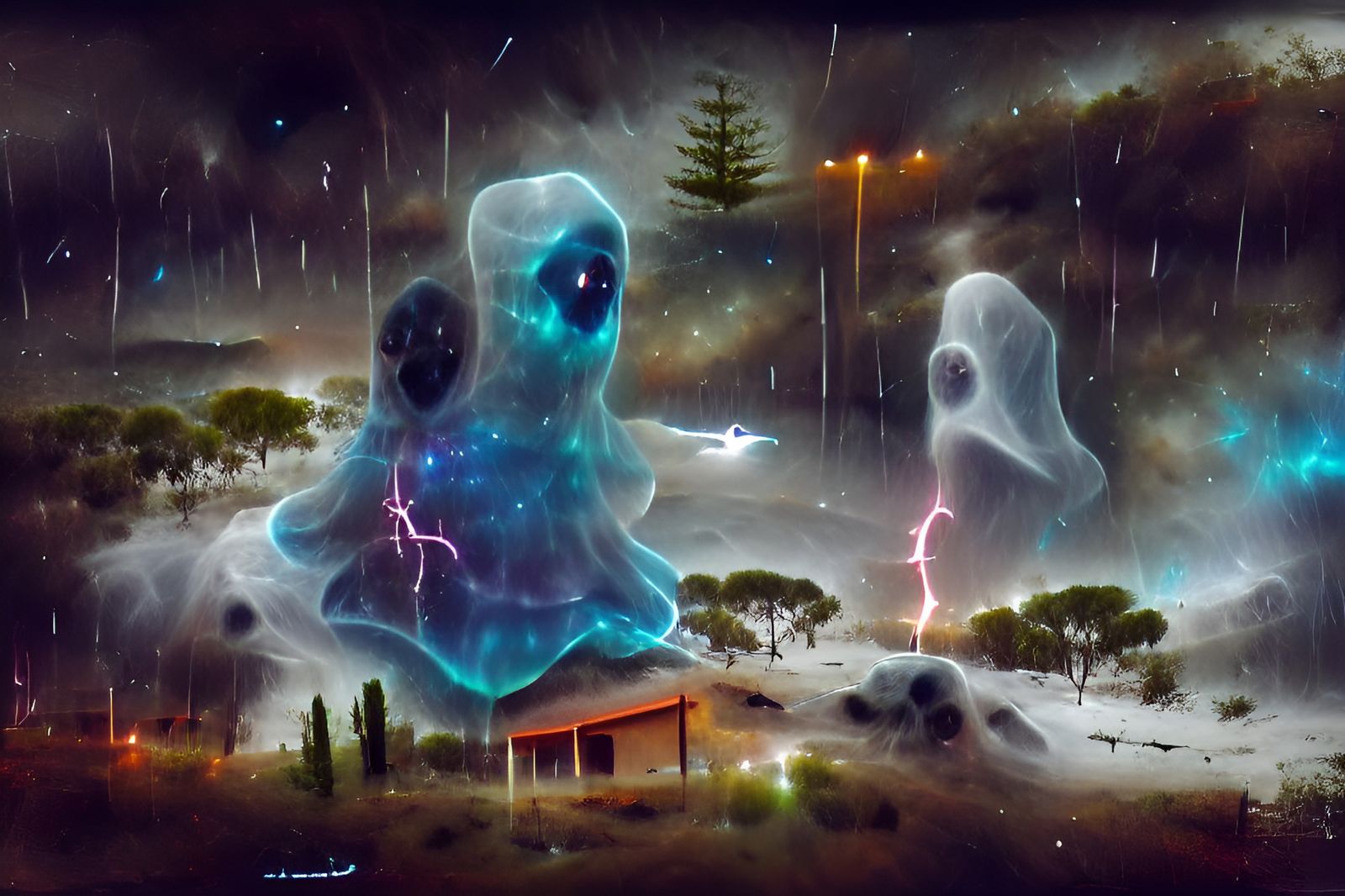 Ghosts terrorising a small town