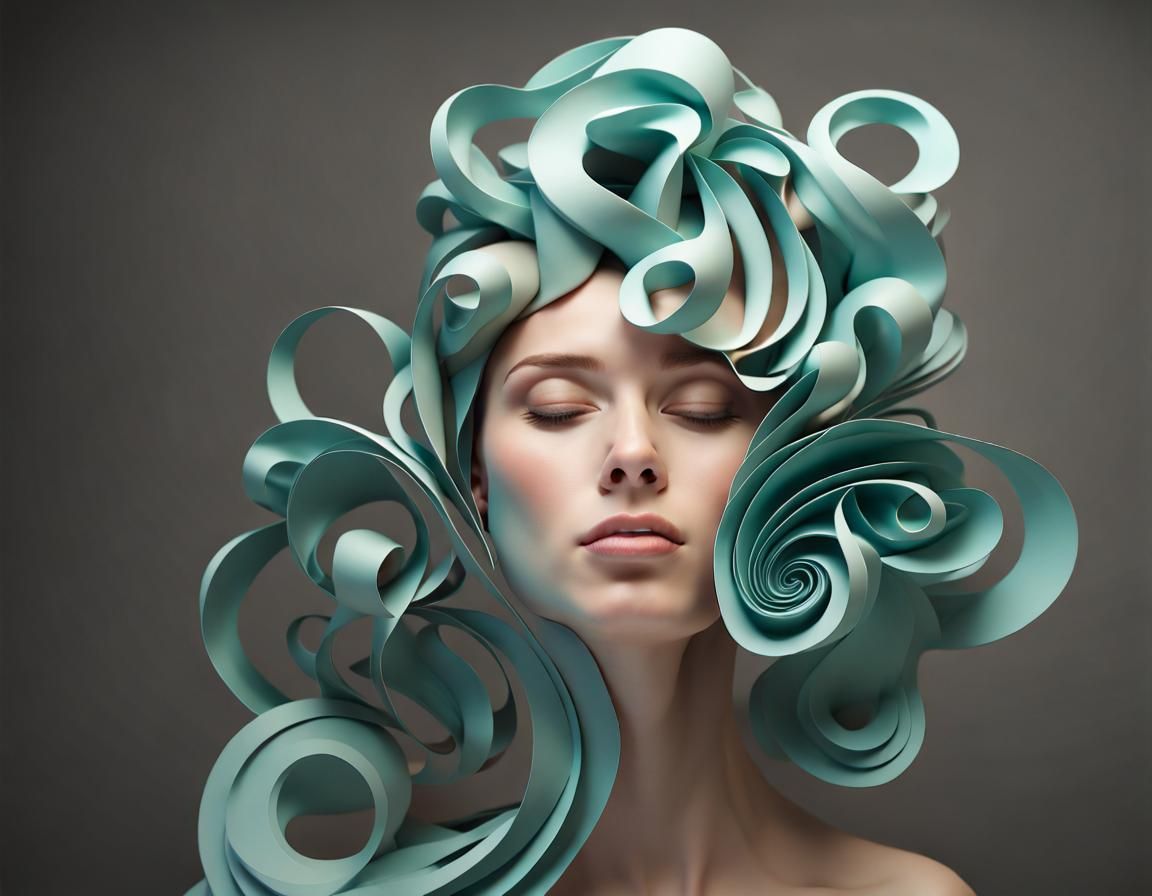 Surreal 3D Paper Art: Diabolical Swirling Visage