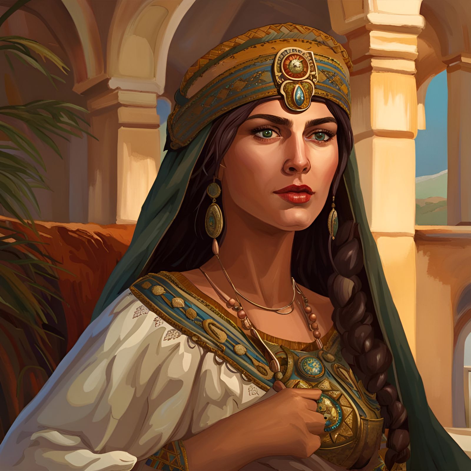 Queen Teuta: Digital Portrait in Ethereal Fantasy Style