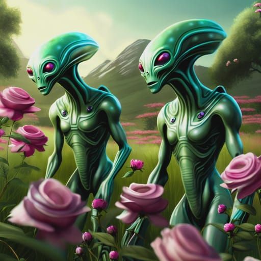 Congenial Aliens Intrigued by Wild Roses on Earth