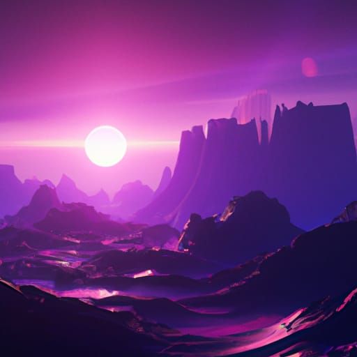 Purple Planet Sunset: Fantastical Matte Painting