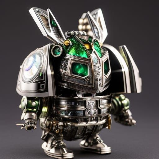 Steampunk Android Rabbit with Gemstone Inlays