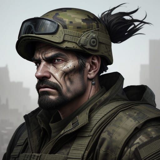 Hyperrealistic Portrait of a Weathered Army Soldier