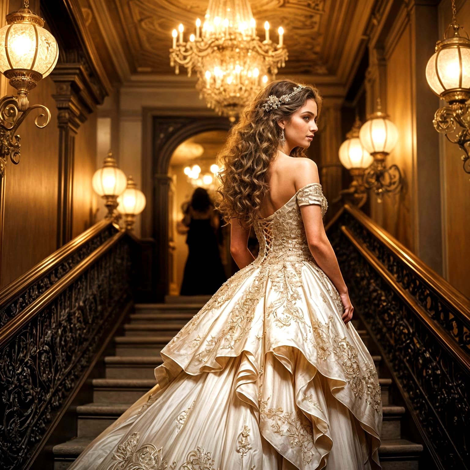 Woman in Elegant Gown Attends Party