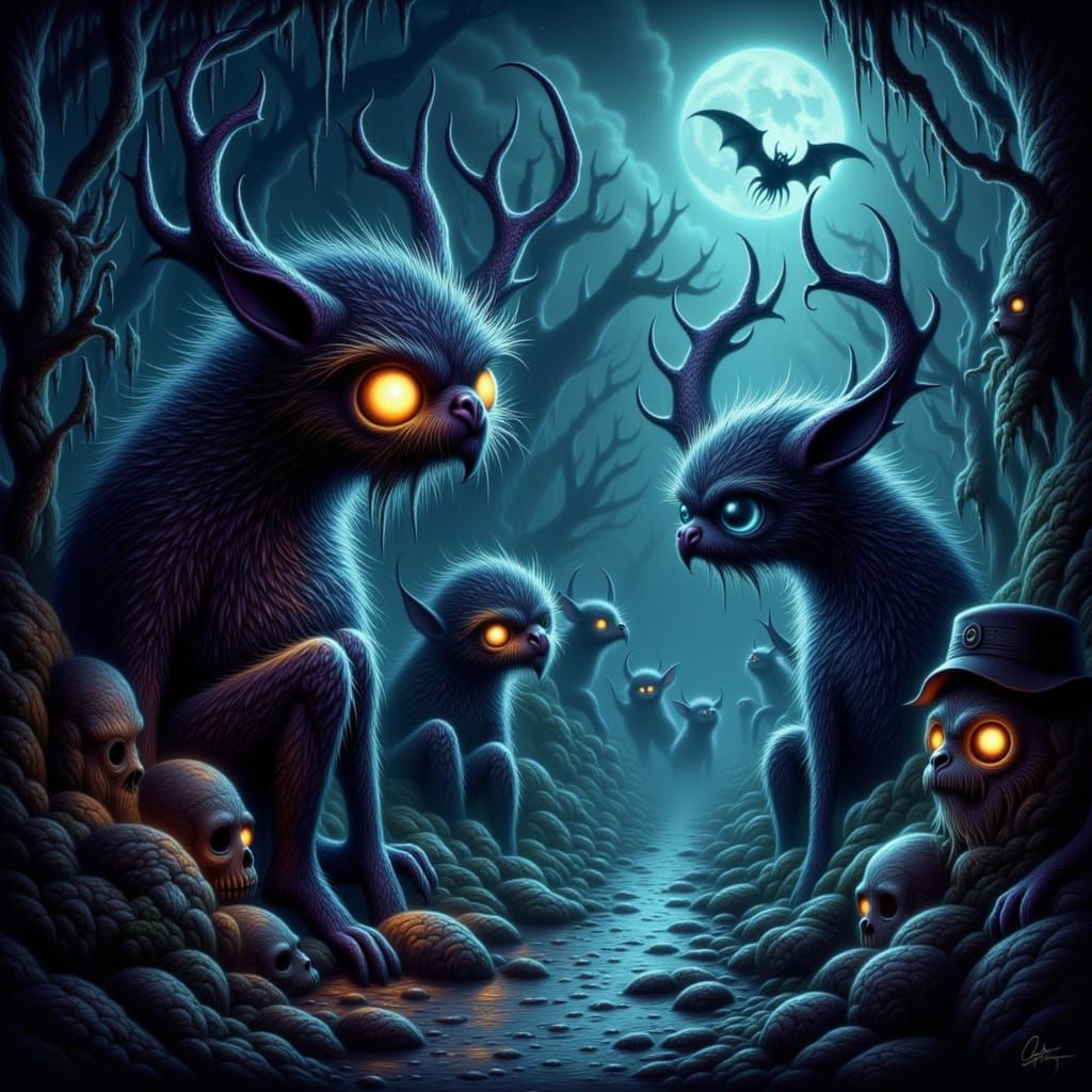 Mysterious Fae Creatures in Dark Realm