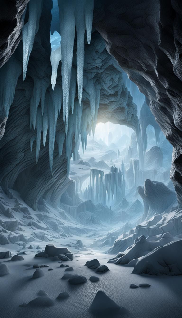Ice Cave Entry: Dramatic Digital Matte Painting