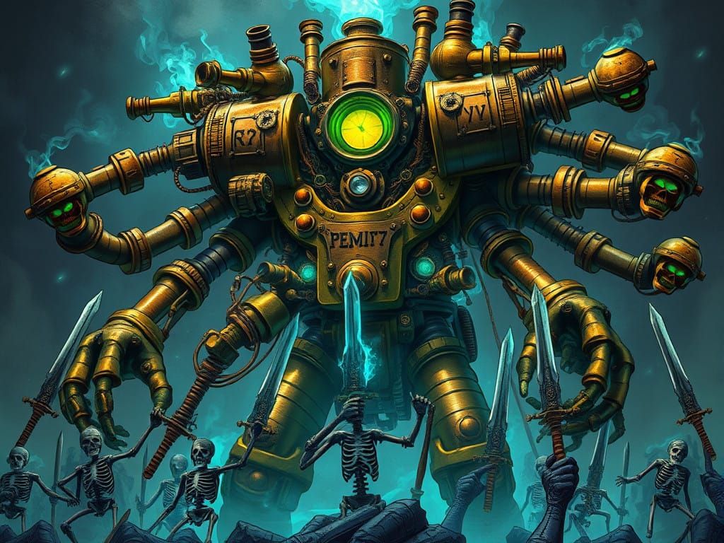 Steampunk Horror Construct Radiates Necrotic Energy