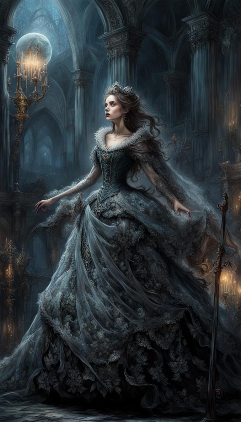 Gothic Disney Princess in Dark Fantasy Style