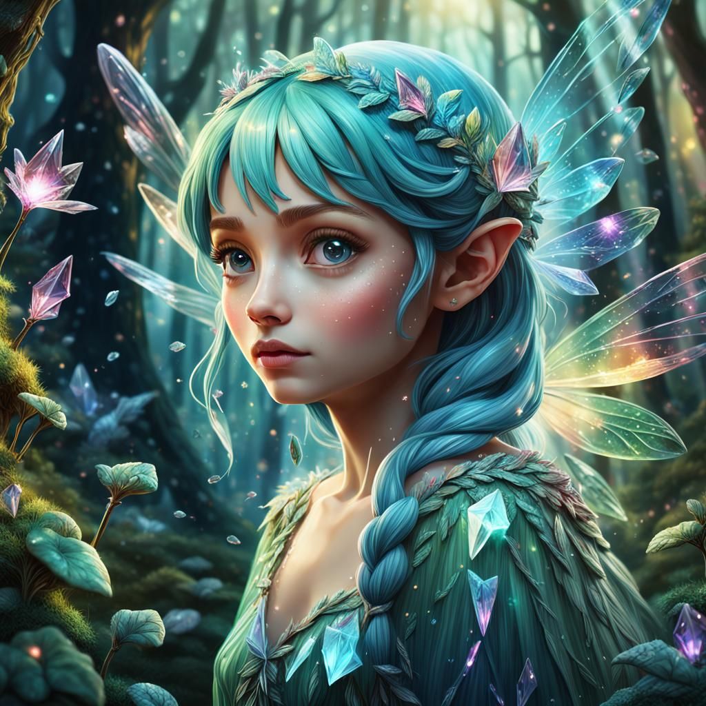 Crystal Fairy in a Crystal Forest