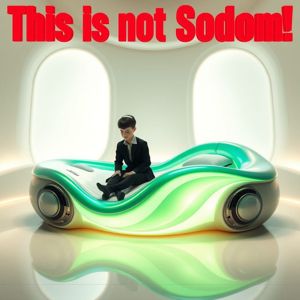 Surreal Futuristic Bed Shines in Cerulean and Emerald