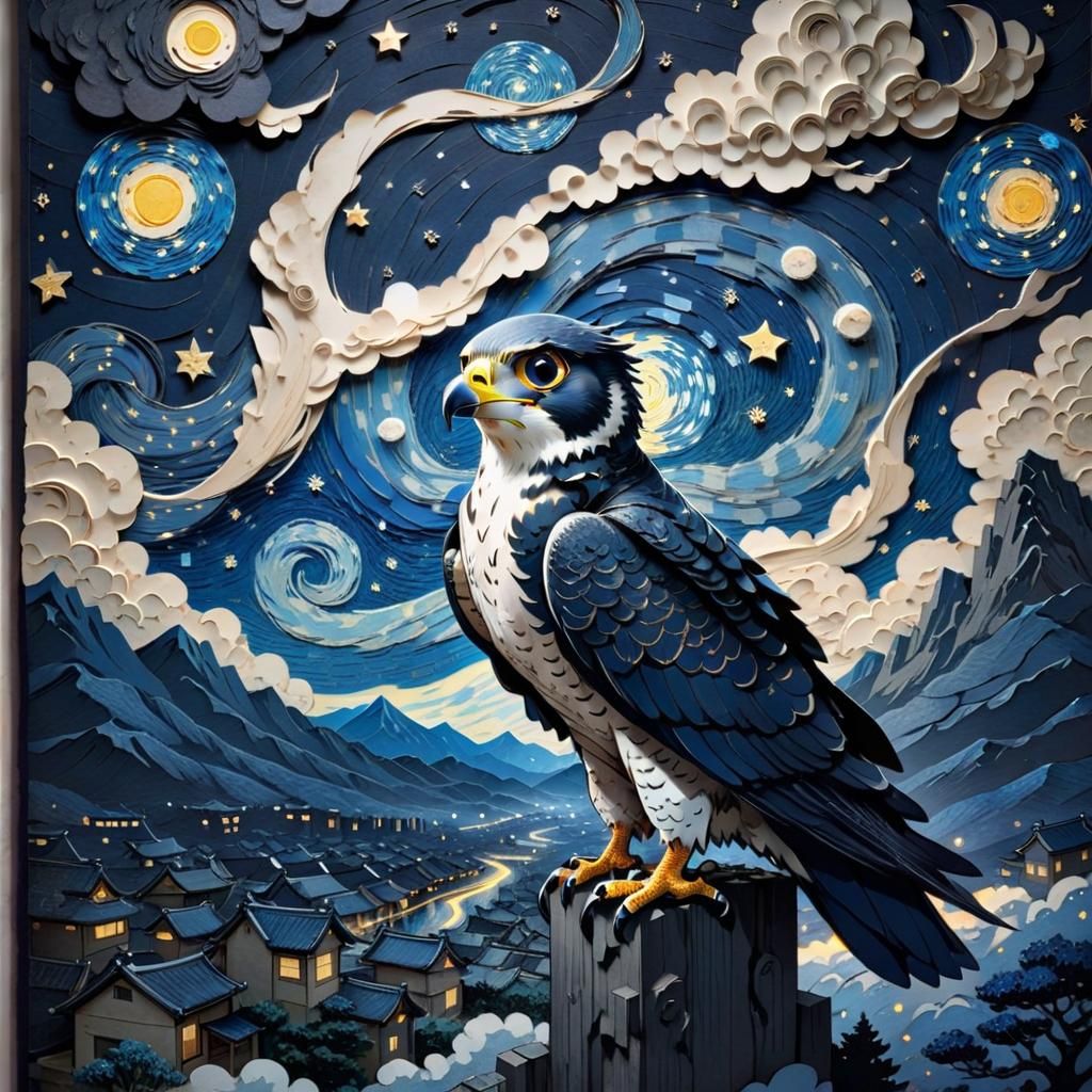 Starry Night - Peregrine Falcon.