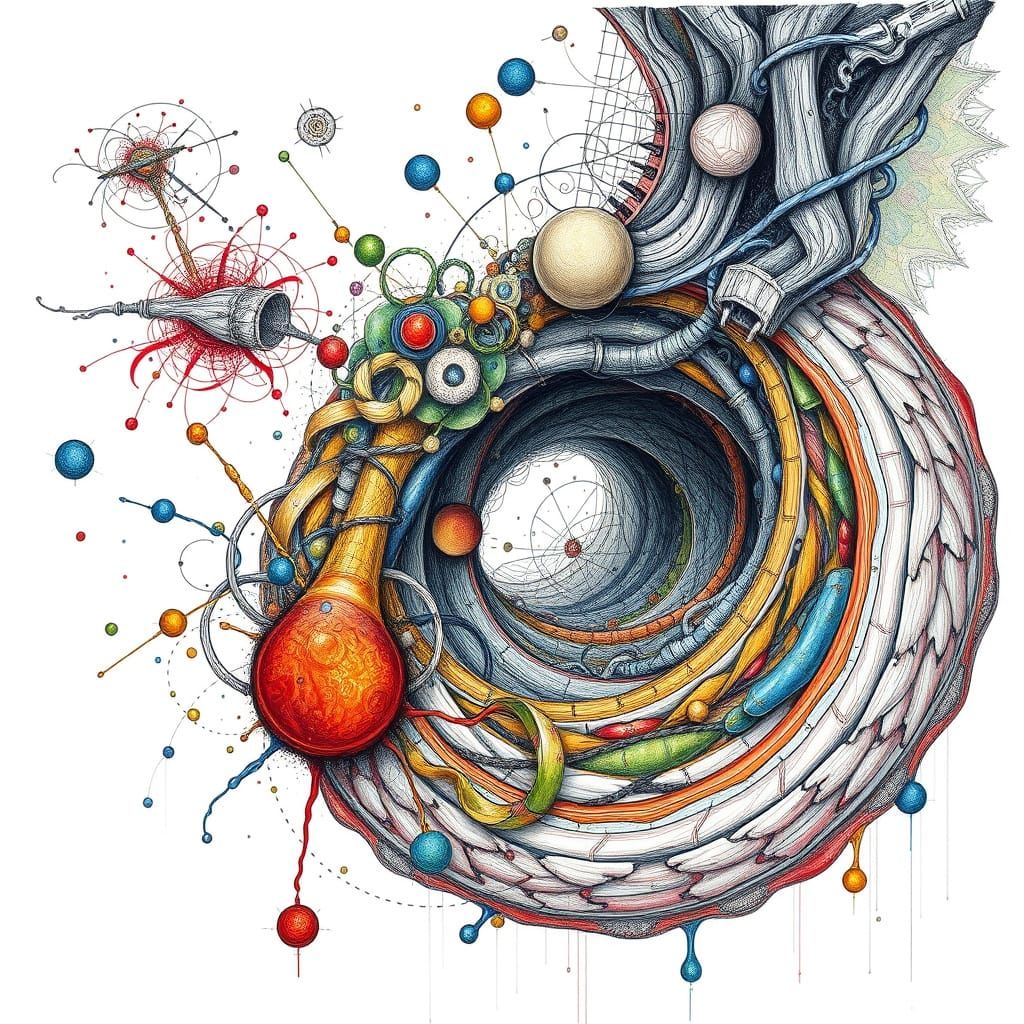 Surreal Abstract Pen Drawing with Thick Outlines