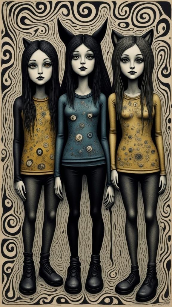 Surreal Industrial Witchpunk Poster in Psychedelic Style