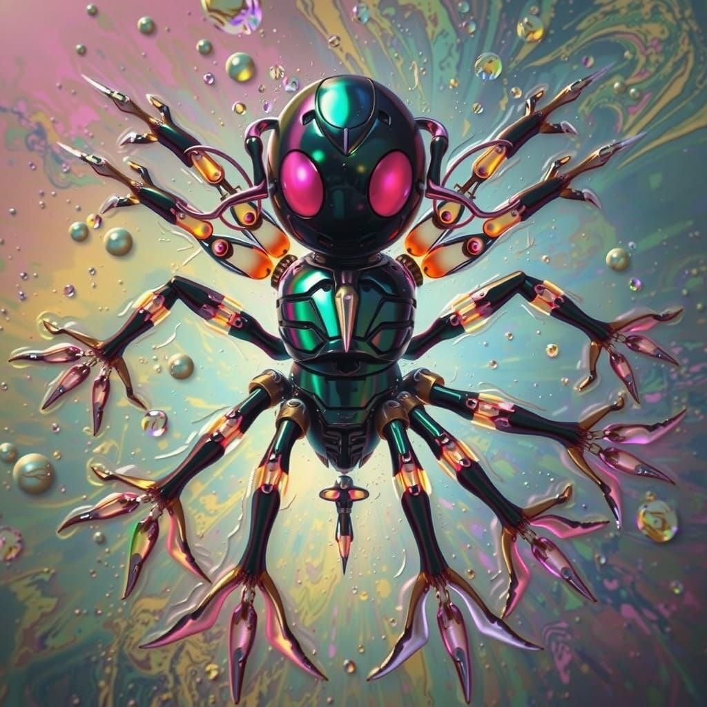 Iridescent Paint Puddles Reflect Bioluminescent Lights