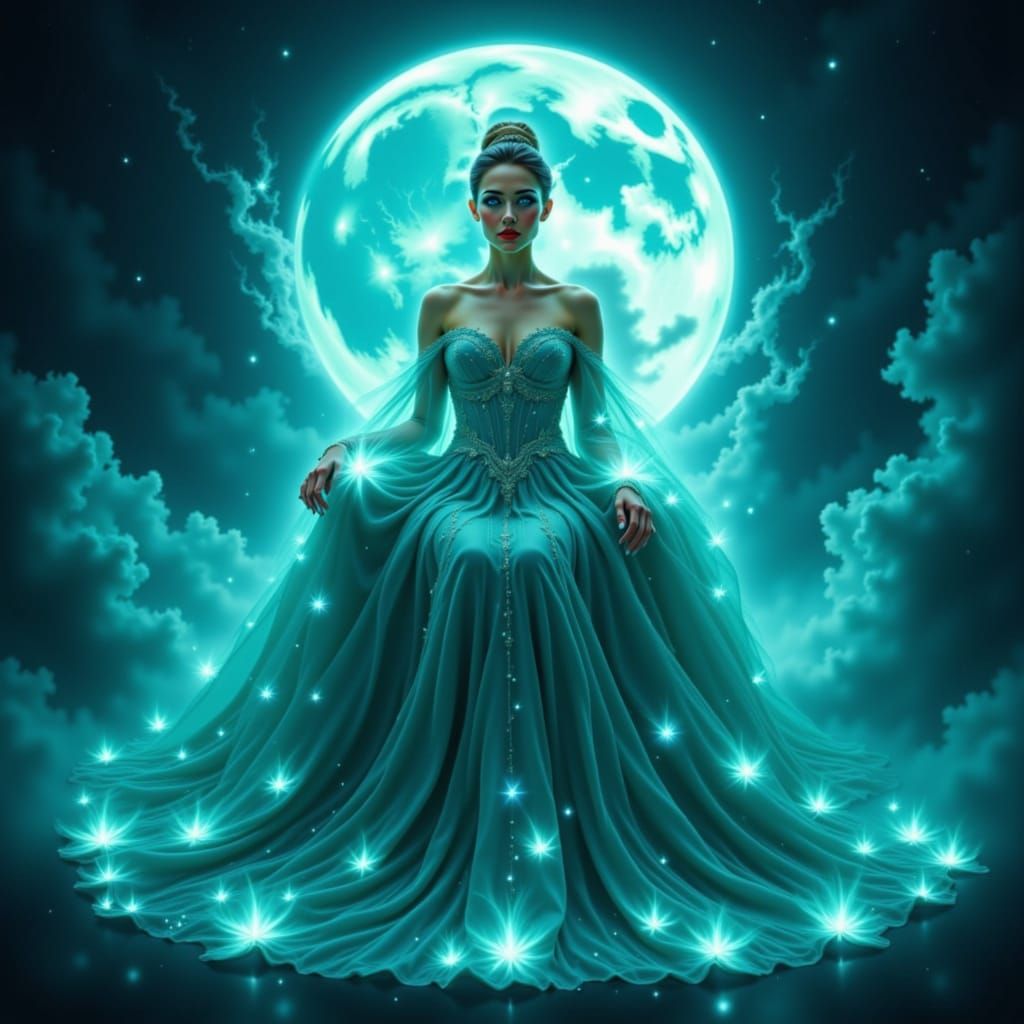 Goddess of Night on Turquoise Star Throne