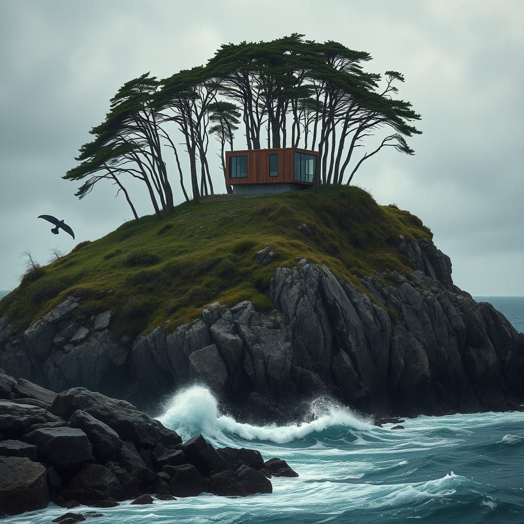 Majestic Hillside with Whale and Modern House