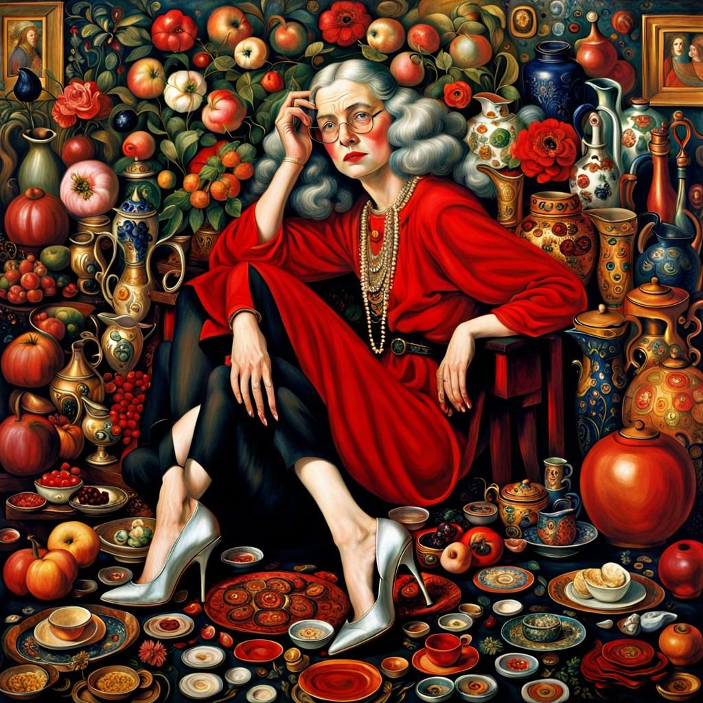 Psychedelic Art Nouveau Portrait of Elegant Woman