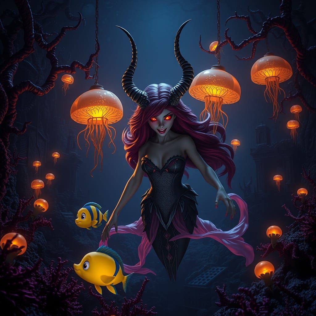 Dark Fantasy Siren Princess Ariel Emerges from Mystic Waters