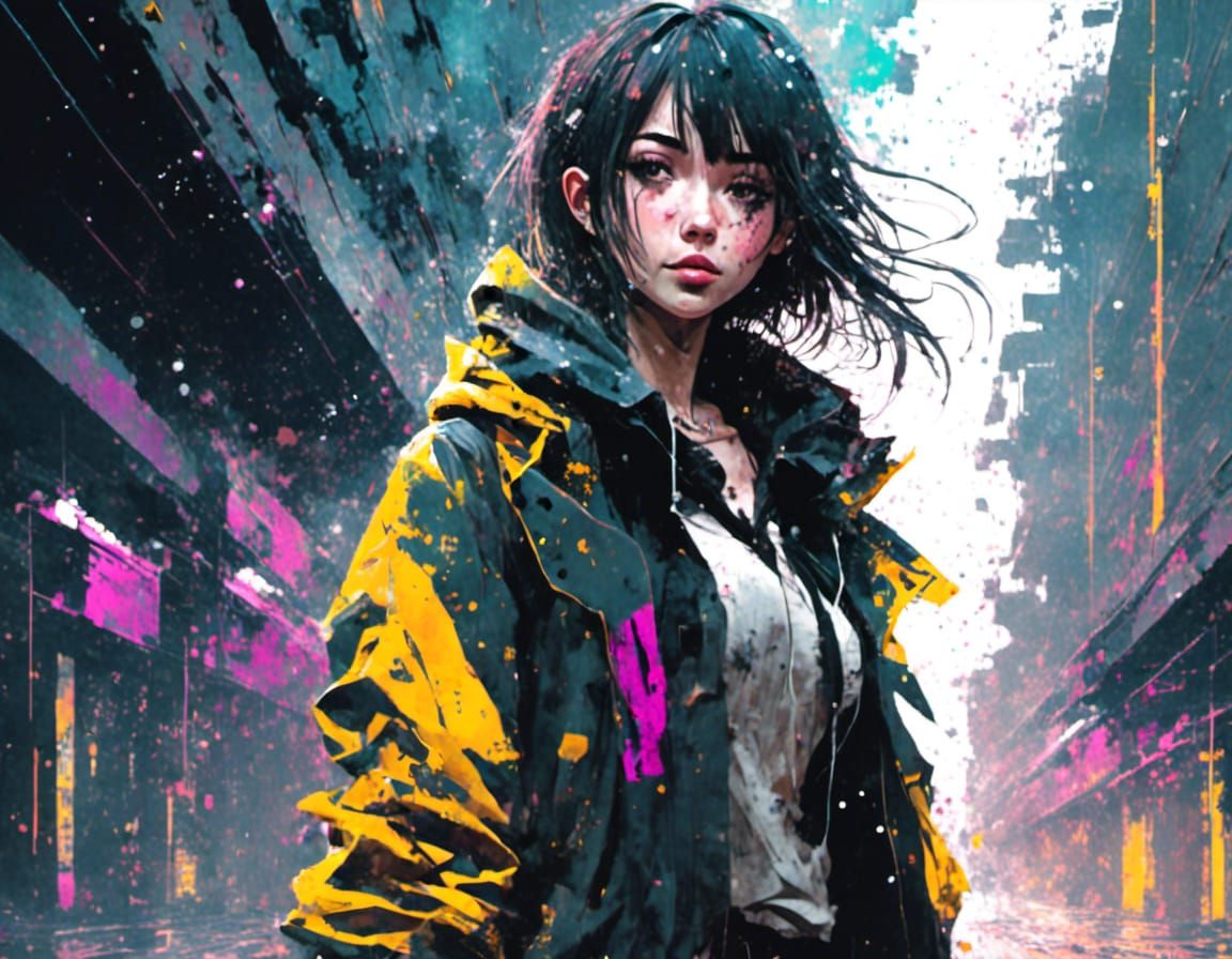 Cyberpunk Girl in Abandoned Coal Mine