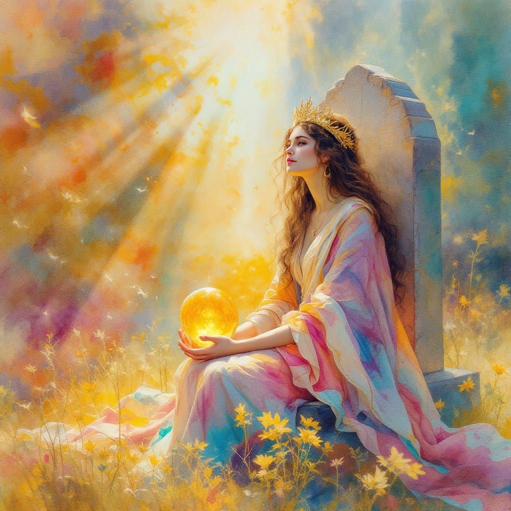 Sunlit Oracle in Watercolor Style