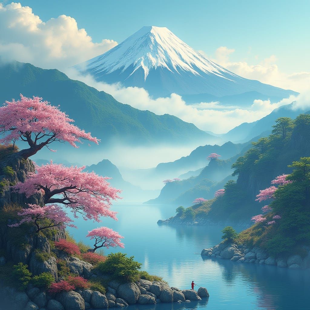 Izanagi and Izanami Create Japan in Ukiyo-e Style