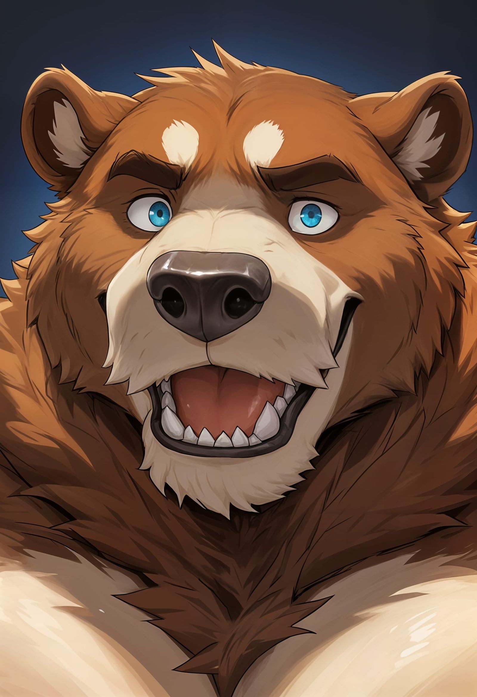 Obese Kodiak Bear Portrait with Fuzzy Beard