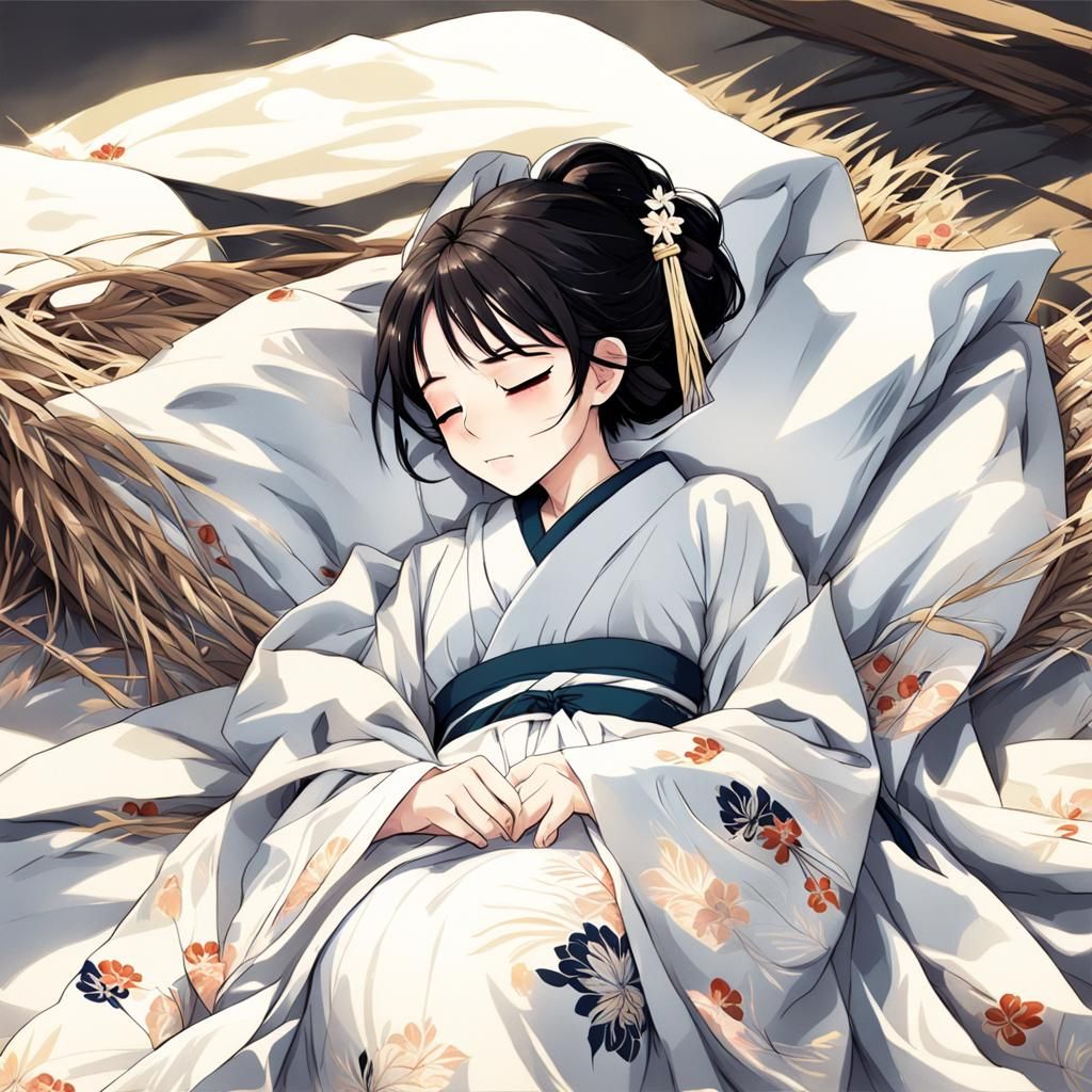 Girl Sleeping Peacefully in Hay, Anime Key Visual