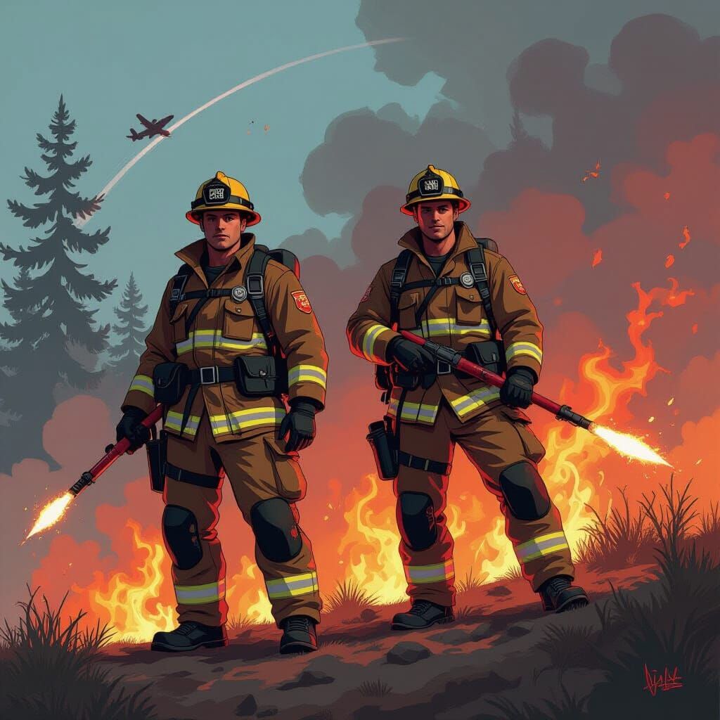 Wildfire Firefighters in GiJoe Comic Style