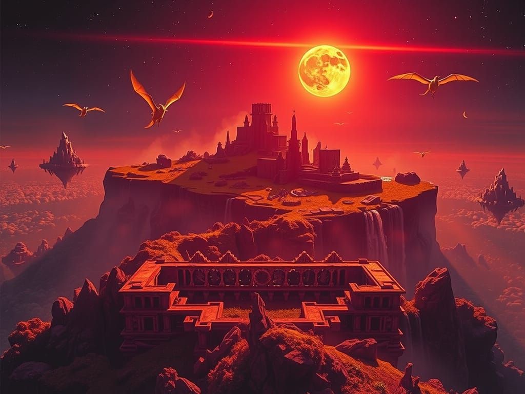 Broken world groans under the red moon