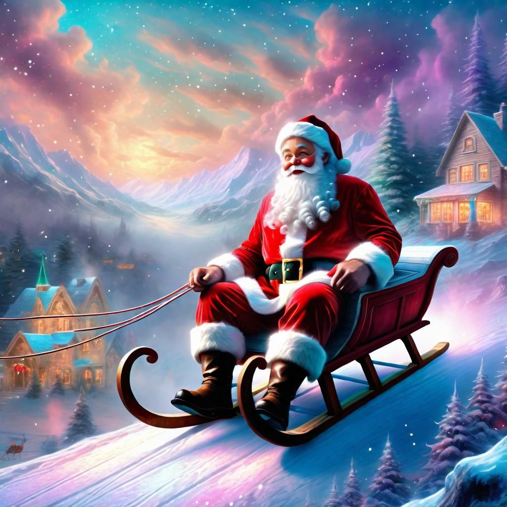 Ethereal Winter: Santa's Sled in a Cosmic Fantasy