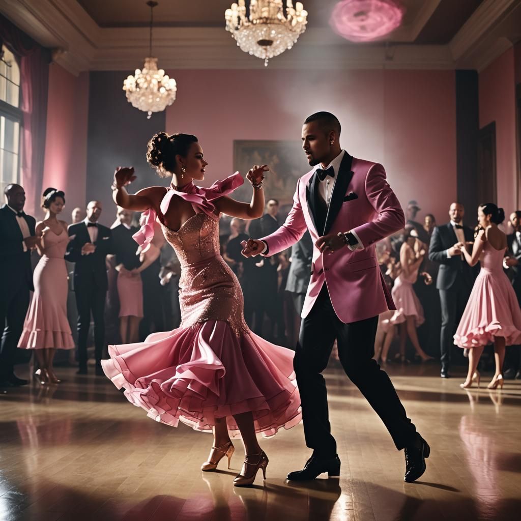 Flamenco Dancer in Rose Gold, Hyperrealistic Digital Art