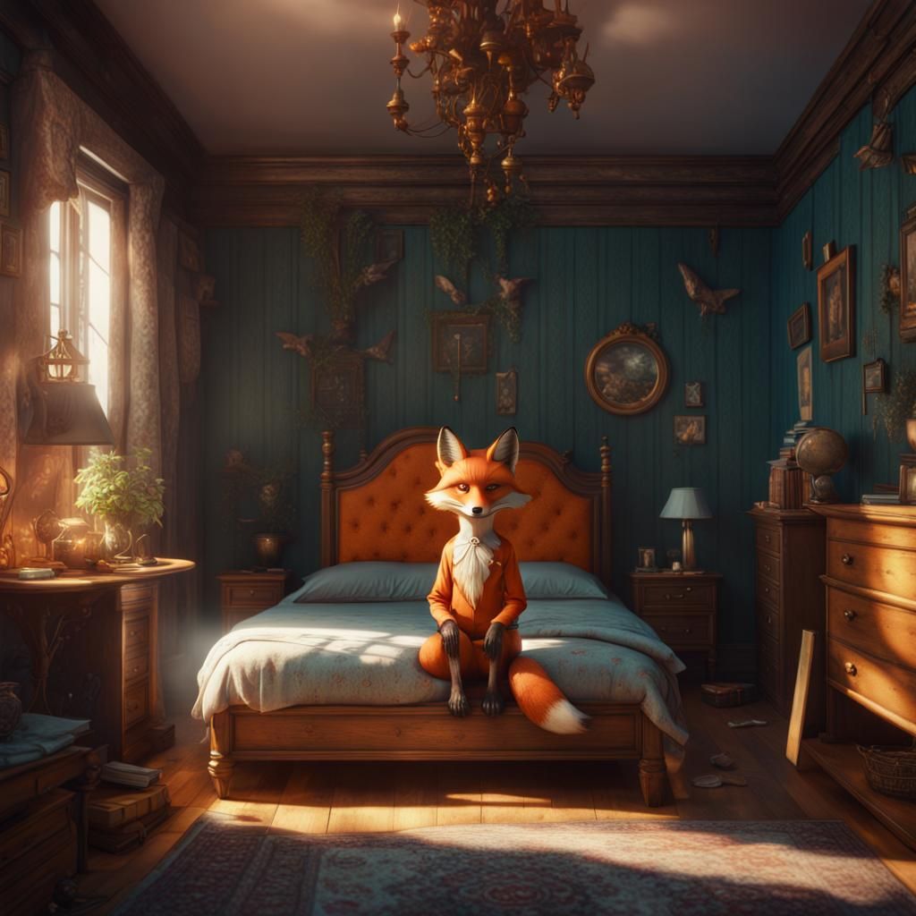 Fox in Pajamas: Detailed Matte Painting