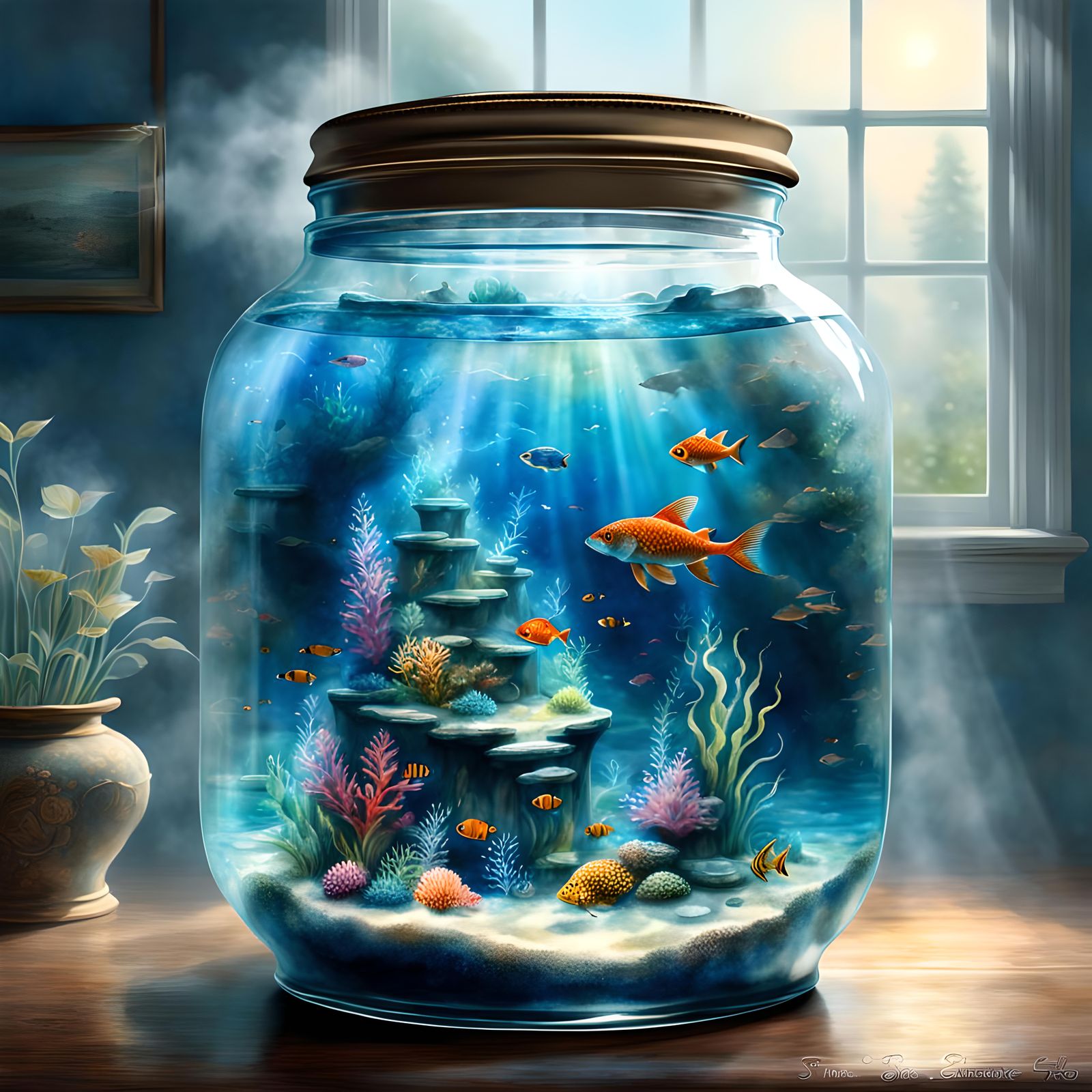 Aquarium in a Jar: Watercolor Fantasy