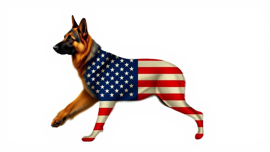 Patriotic German Shepherd Made of American Flags