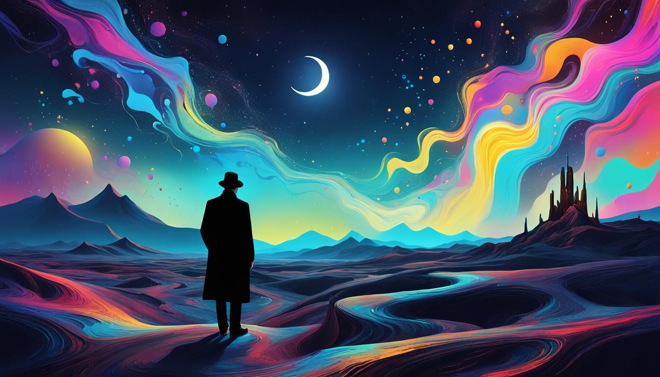 Mysterious Figure in Desolate Surreal Dreamscape