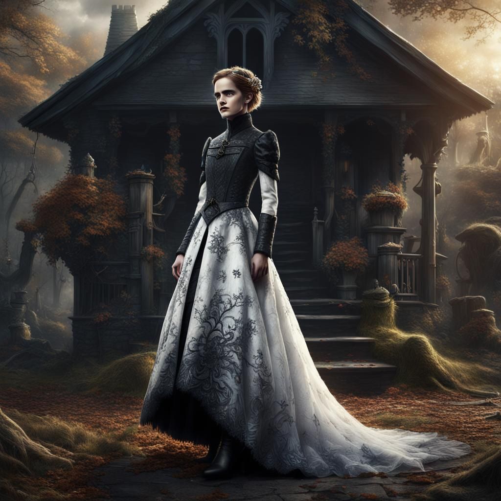 AI Bride in Dark Lipstick, Detailed Matte Painting