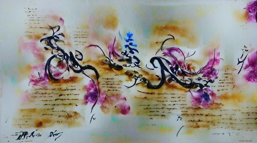 Calligraphic Ink Painting with Ancient Cursive Elements