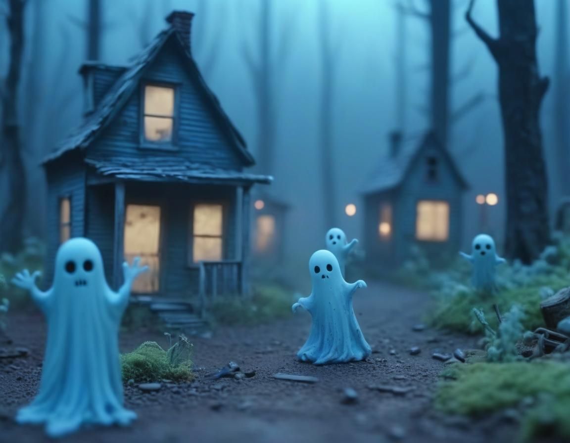 Ethereal Ghost Town Claymation in Forest