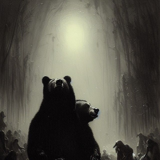 Sinister Bear Attack: Horror Illustration