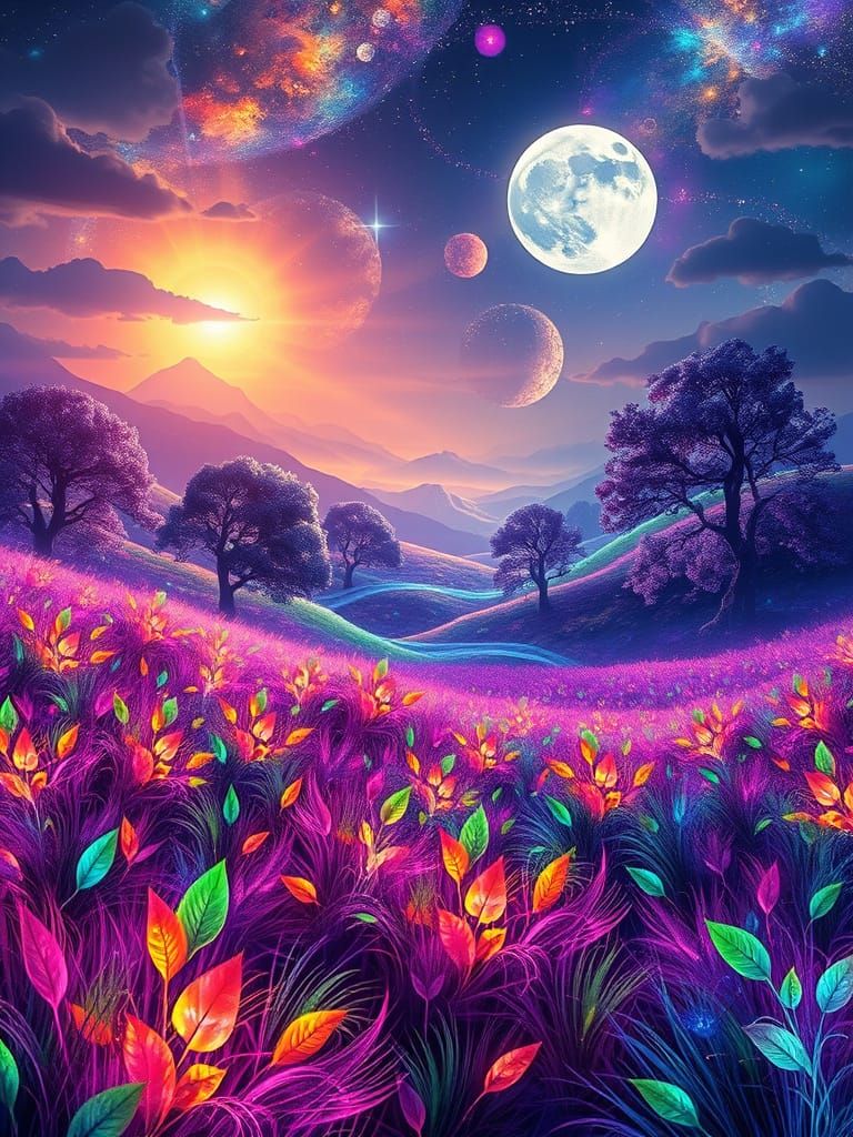 Surreal Futuristic Landscape of Iridescent Wonder