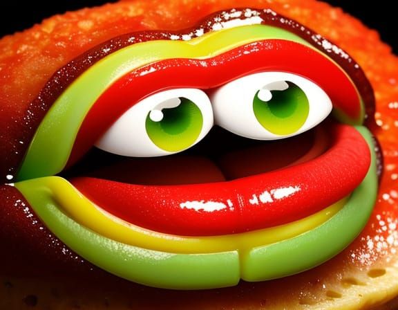 Surreal Anthropomorphic Taco Lips in Vibrant Oil Painting