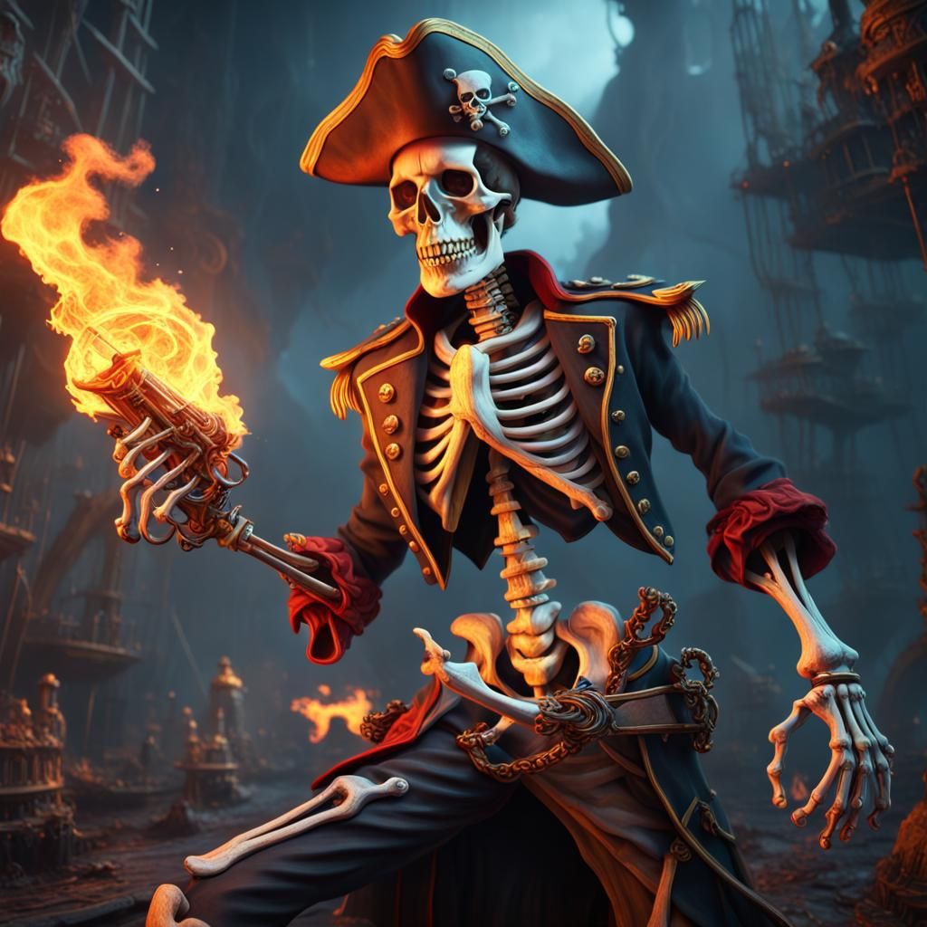 Flaming Skeleton Pirate Concept Art